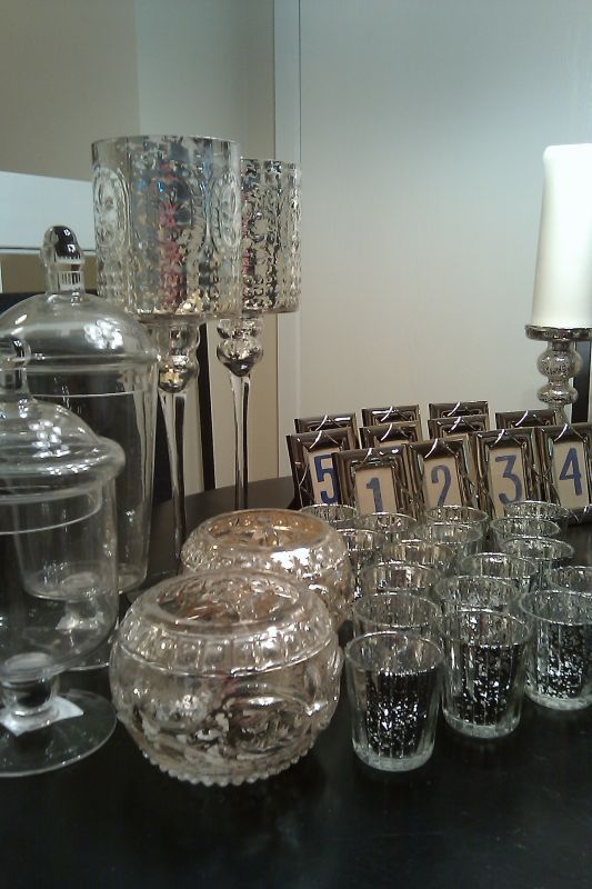 mercury glass candle holders. 2 tall mercury glass candle