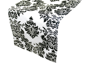 looking for damask table runners!! : wedding table runner damask A18A RUN FLK BLK 2T