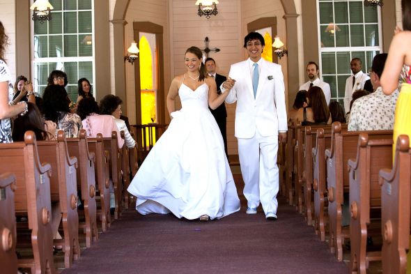 Walking back down the aisle with your new husband/wife :  wedding Cavazos 112.1