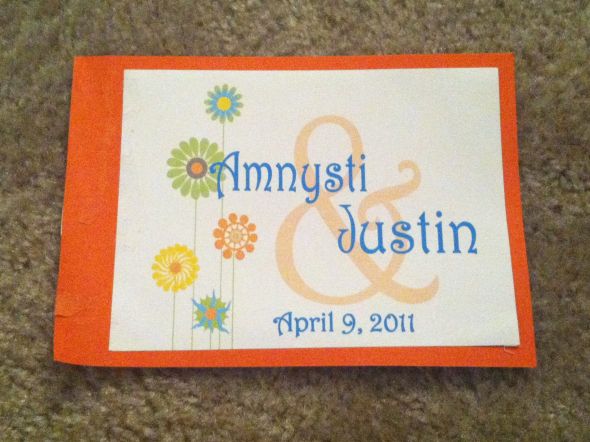 All You Need Is Love... The Program! :  wedding programs diy teal blue brown orange white Cover