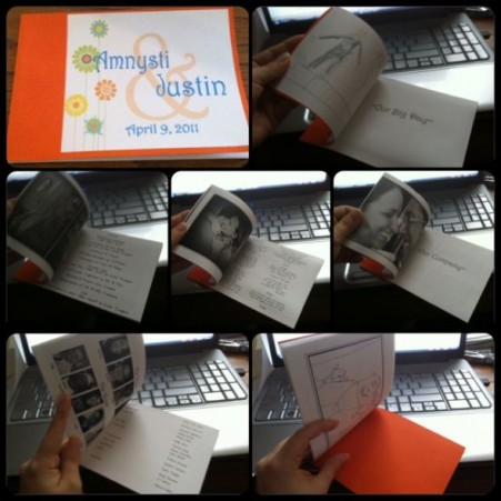All You Need Is Love... The Program! :  wedding programs diy teal blue brown orange white Program Collage