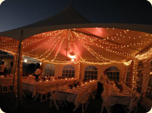 Outdoor evening reception, how to light a tent? - Weddingbee

