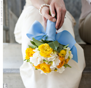 Need Help Choosing a Color Scheme to compliment Sunflowers : wedding sunflower blue yellow blue pink yellow Large Image6