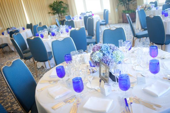 Blue Hydrangea Centerpieces wedding blue flowers reception Our Wedding Day