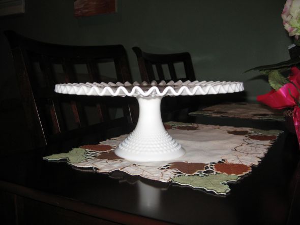 Milk Glass Cake Plate :  wedding cake plate milk glass white cake IMG 0459