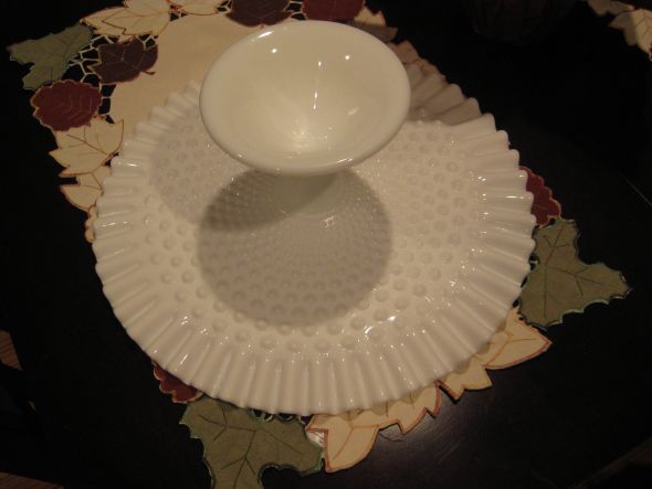 Milk Glass Cake Plate :  wedding cake plate milk glass white cake IMG 0460
