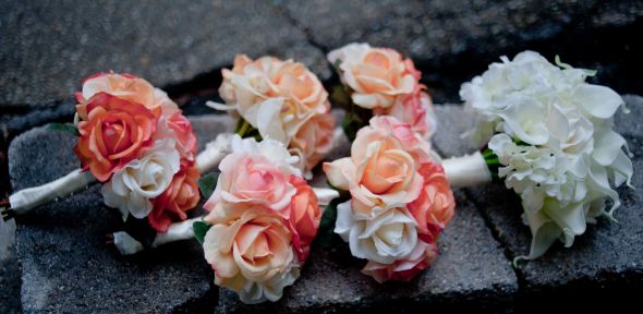 BOUQUET SET (bridal bouquet and 4 BM bouquets) :  wedding bouquets flowers natural touch set Nikieeric Details 13