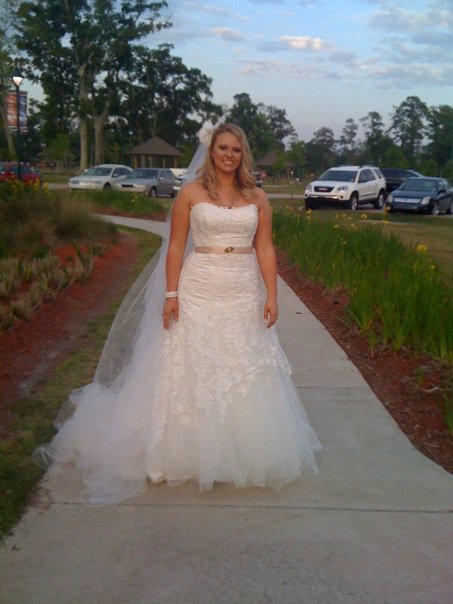 FOR SALE: Maggie Sottero Mirabella size 14 worn once for wedding 4/17/10 :  wedding wedding dress for sale mermaid trumpet lace tulle beading vintage romantic maggie sotterro 15018 394677132568 539952568 4079244 5428340 N