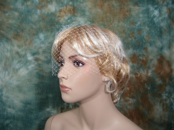 Can I wear hair down with birdcage veil...please post pictures! :  wedding veil hair birdcage BVN006 1