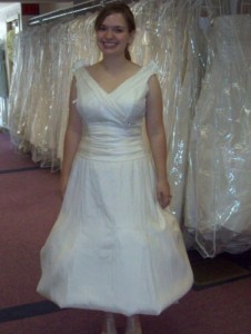 Short brides, post your dress pics! :  wedding short dress petite Dress At Fitting