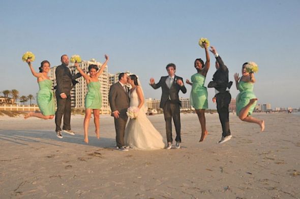 Uneven wedding parties: Can I see your pics? : wedding uneven wedding party bridesmaids groomsmen Jumping
