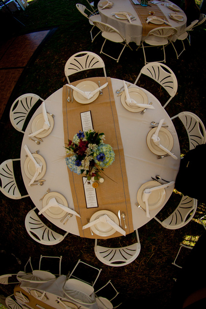 burlap table runner wedding