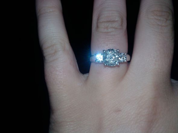 Share pictures of your ring and state your ring/diamond size! : wedding ring size diamond size carat pictures rings diamonds carats finger 65 1 1 carat wave custom emerald cut Ring