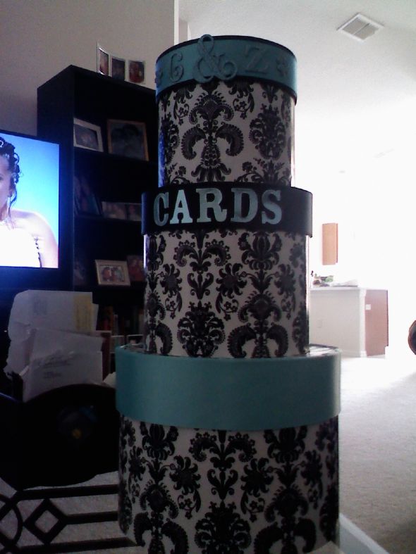 damask circle card box : wedding Card Box