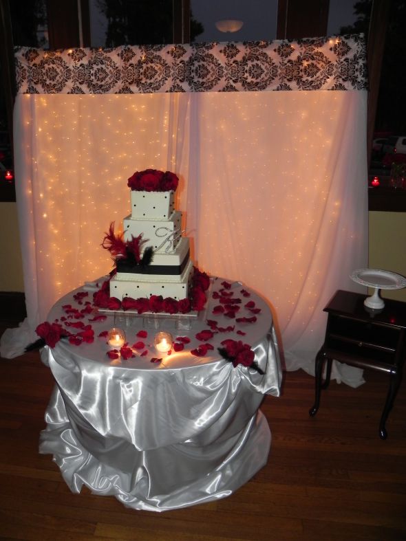This is the final product at my wedding I LOVE IT DIY Damask Backdrop