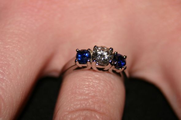 Sapphire E-rings - Please Post 'em! :  wedding sapphire engagement ring engagement ring nontraditional rings IMG 8476