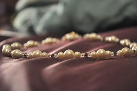 Pearls and crystals and pretties OH MY! :  wedding gold purple ivory bridesmaids diy jewelry Salyay5 1