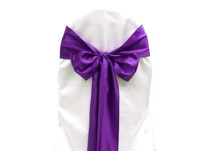 Purple Wedding Reception Decorations on White Chair Covers   Wedding Purple Inspiration Reception Purple Sash