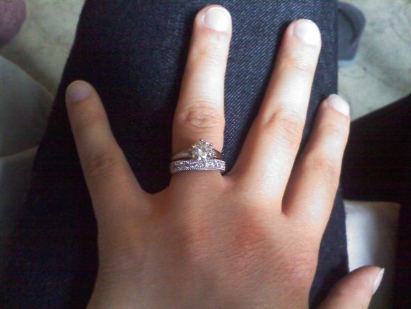 Show me your wedding bands with solitaire e-rings please! :) :  wedding diamond moissanite band wedding band e ring engagement ring solitaire .jpg
