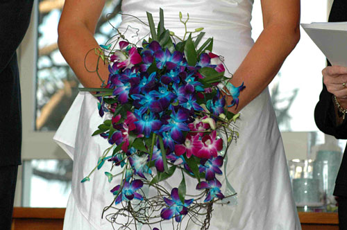 Bouquet blue and purple wedding purple blue bouquet dendrobium orchids 