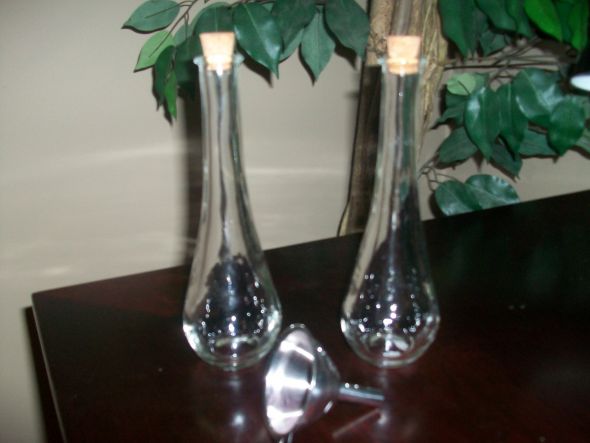 2 Pour vases with corks and silver funnel 6 UNITY SAND STUFF wedding 