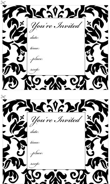 damask invites place cards and menus wedding teal black blue brown navy 