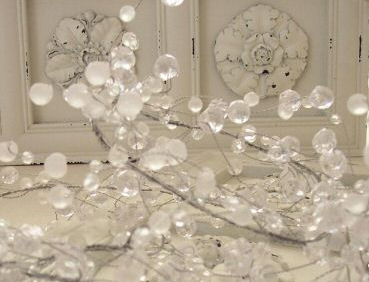 Ivory Candles, Glass Candle Holders, Beaded Garland, Shabby Chic :  wedding pillar candles hurricanes glass candle holder shabby chic romantic beaded glass ivory ceremony reception Garland