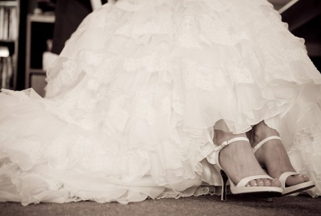 Nina Size 7.5 with ruffles - Ivory :  wedding ruffles strappy shoes ivory shoes nina white ivory shoes Shoes3