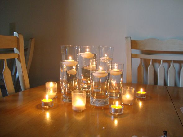 My simple DIY centerpieces wedding centerpiece candles glasses vases 