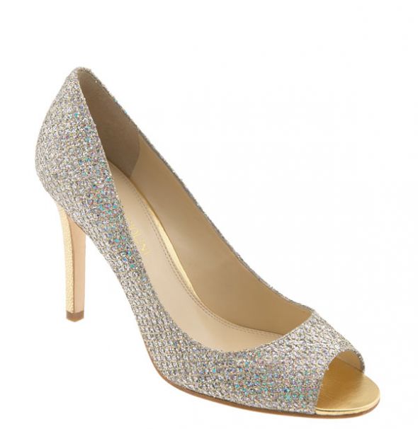 Have you seen any glittery peep toe heels? : wedding shoe glittery heel Enzo Angiolini Merryann Pump Silver