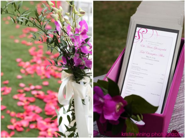 What color pallette goes best with fuschia? : wedding colors spring wedding Chairflowers