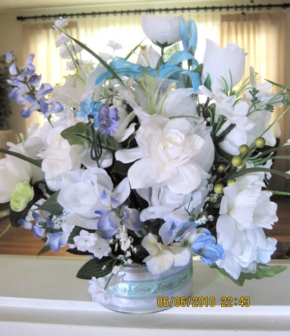 DIY pool blue wedding wedding cardbox diy aqua silver Centerpiece Floral