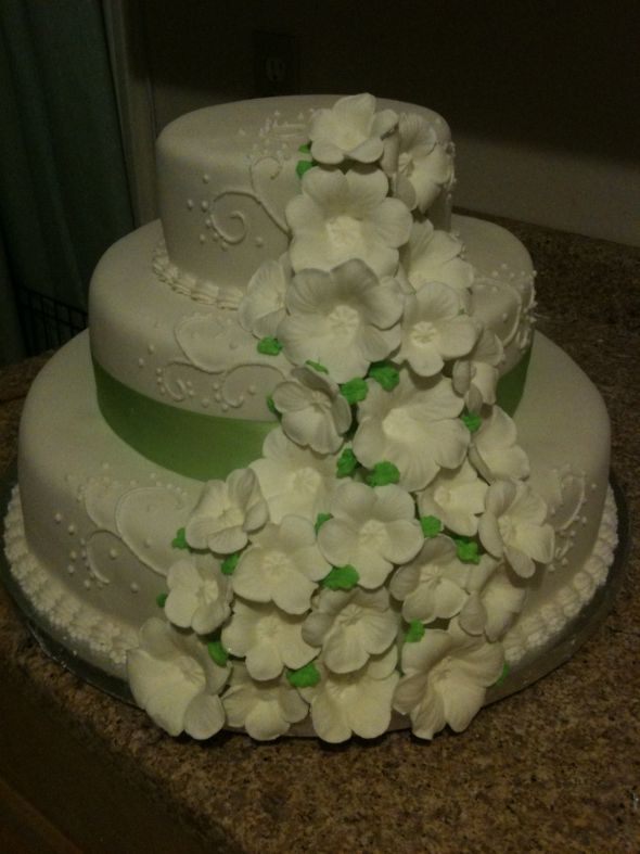 My own DIY wedding cake wedding green white cake Photo 40