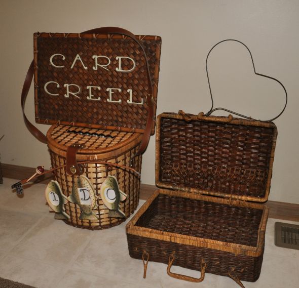 fishingthemed card creel cardholder wedding fishing cards brown diy 