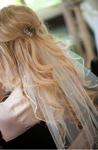 Brides who are wearing their hair down or half up/half down... :  wedding hair down hair half up headpiece Picture 2