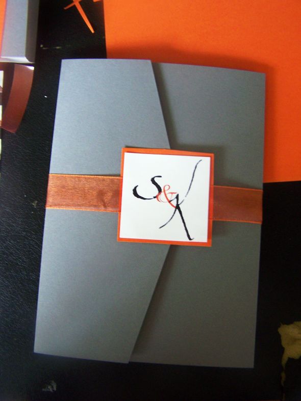 Invitations! :  wedding 004 Invitations! :  wedding orange silver invitations 004 