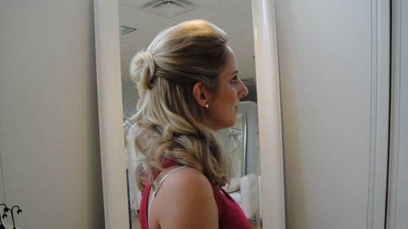 Updos and Half-Up For the Bang-Less Ladies?!? :  wedding bangs updo hair inspiration half up half down wedding hair beauty hair trial 005