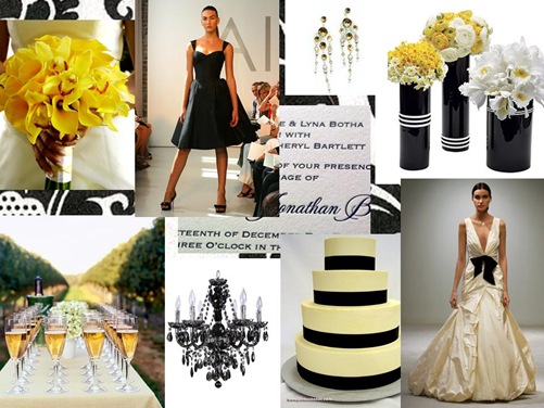 Black white yellow with a modern feel love this Help with wedding 