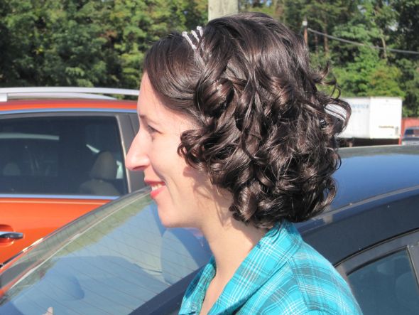 Pre-Wedding Chop (12) and Hair Trial :  wedding hair short trial pre wedding chop wedding curls headpiece headband donation HairTrial Side