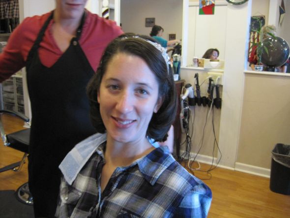 Pre-Wedding Chop (12) and Hair Trial :  wedding hair short trial pre wedding chop wedding curls headpiece headband donation WeddingDayHair