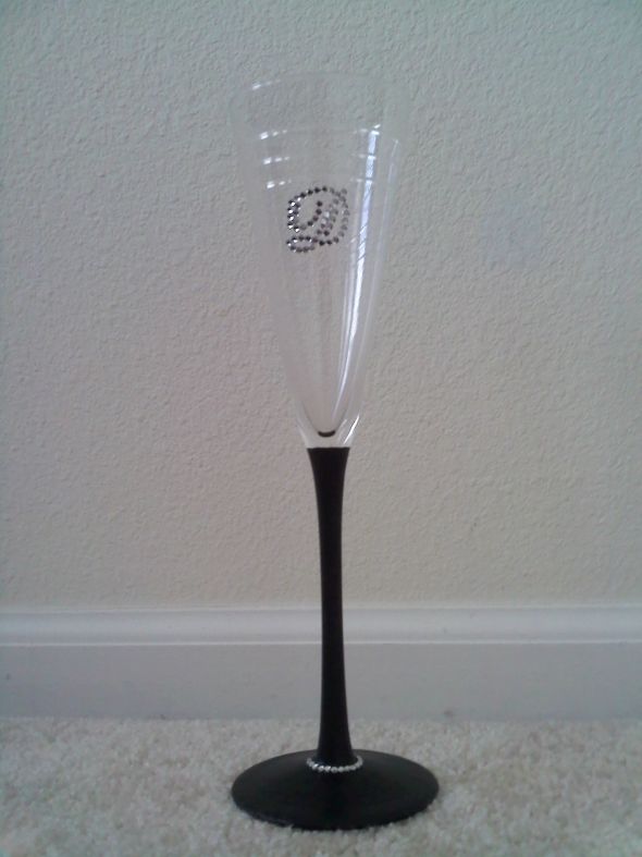 NOTE I made the groom 39s toasting flute in black rhinestones to blend in a