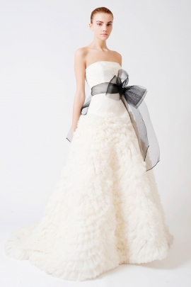 Which dress for the Reception?? Opinions pleaseeeee :) :  wedding reception dress second dress 1eleanor Strapless A Line Ivory Wedding Dress Feathered Tulle Black Sash