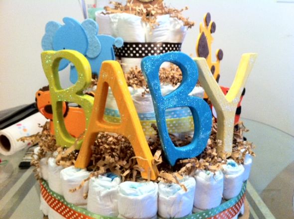 Finished the diaper cake. Whatdya think? :  wedding Cake2