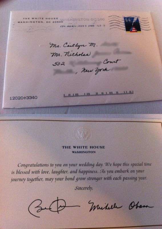Unfortunately Obama is busy on October 7th but he did send a lovely reply... :  wedding Prez