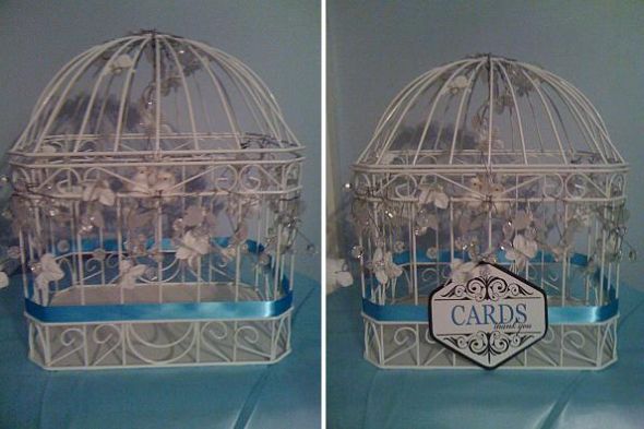 Turquoise Black White Items wedding seating board ribbon oard bird cage 