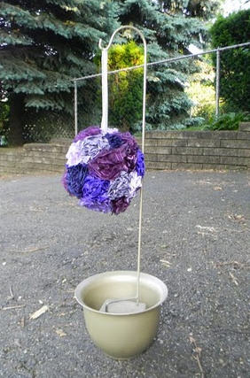 DIY Ribbon Flower Pomanders! :  wedding diy ribbon peonies pomanders shepherd hook stands 05 Final