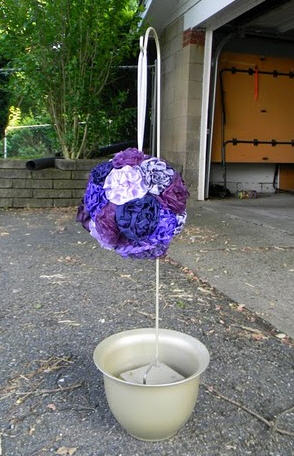DIY Ribbon Flower Pomanders! :  wedding diy ribbon peonies pomanders shepherd hook stands 07 Final