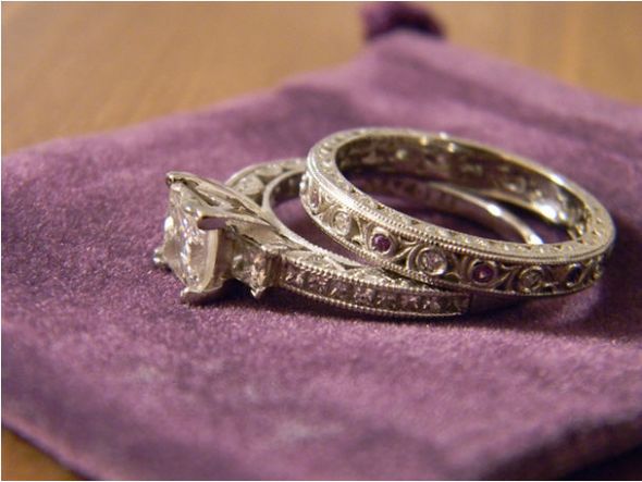 Please show me your wedding bands w/ colored stones! :  wedding 11