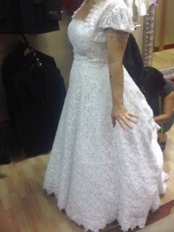 Show me your dress + bolero/shrug/jacket combos! :  wedding shrug jacket bolero wrap lace dress sleeves arms Dress5