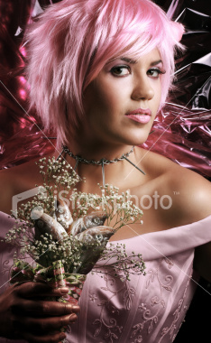 My husband dyed his hair blue.... :  wedding Pinkhairbride1